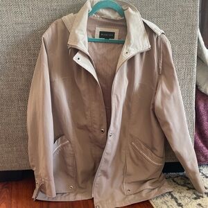 Braetan Utility Jacket in Light Taupe and Cream